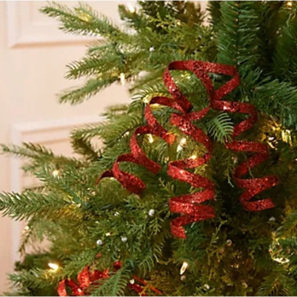 Set of 14 Festive Red Ribbon Holiday Decoration